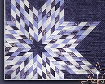 Mega Star 2 Quilt Pattern - Zen Chic ZC-MS2QP, Jelly Roll Quilt Pattern,  2.5 Inch Strip Pattern, Lone Star Quilt Pattern, Modern Lone Star