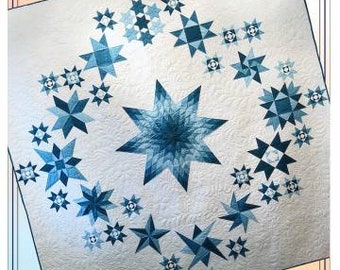 Star Studded Quilt Pattern - Erin Underwood Quilts EUQ318, Modern Lone Star Quilt Pattern, Full Queen Quilt Pattern, Star Quilt Pattern