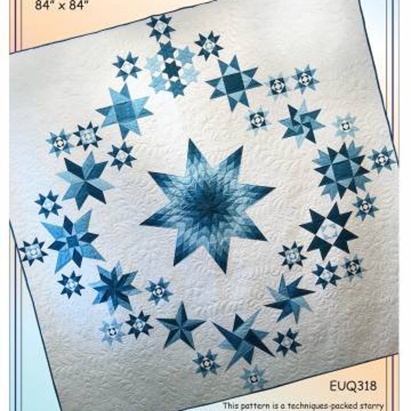 Star Studded Quilt Pattern - Erin Underwood Quilts EUQ318, Modern Lone Star Quilt Pattern, Full Queen Quilt Pattern, Star Quilt Pattern