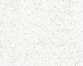 Island Batik Neutrals Glaze Batik Fabric, Neutral White with Gray Spots Batik Blender Fabric, By the Yard