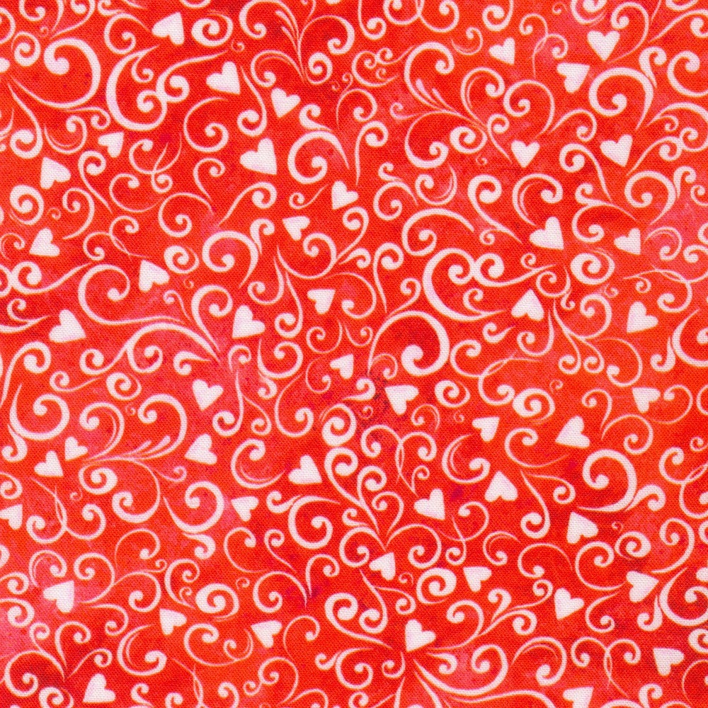 Valentine Mini Hearts Fabric Red Fabric With Gold Metallic 