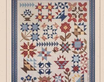 Lady's Scrap Basket Applique Quilt Pattern - Bits N Pieces BNP-1910, Applique Sampler Quilt Pattern, Floral Applique Quilt Pattern