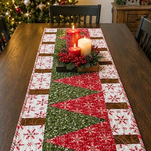 Christmas Tree Lane Table Runner Pattern PDF Version, Cuddle Cat Quiltworks CCQ064, Modern Christmas Tree Table Runner Pattern
