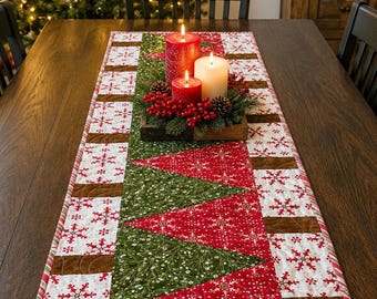 Christmas Tree Lane Table Runner Pattern PDF Version, Cuddle Cat Quiltworks CCQ064, Modern Christmas Tree Table Runner Pattern