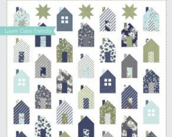 Dwell 2 Quilt Pattern - Thimble Blossoms 237, Houses Quilt Pattern - Layer Cake Friendly House Quilt Pattern - Town Quilt Pattern