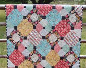 Just Smashing Quilt Pattern - Cotton Street Commons 205, Snowball Block Quilt Pattern, Scrap Friendly Quilt Pattern, Throw Quilt Pattern