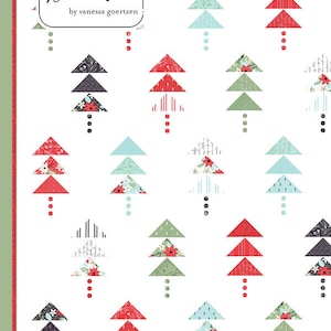 May include: A quilting pattern called "Forest" from Lella Boutique by Vanessa Goertzen. The pattern features a white background with a repeating pattern of colorful triangle trees.