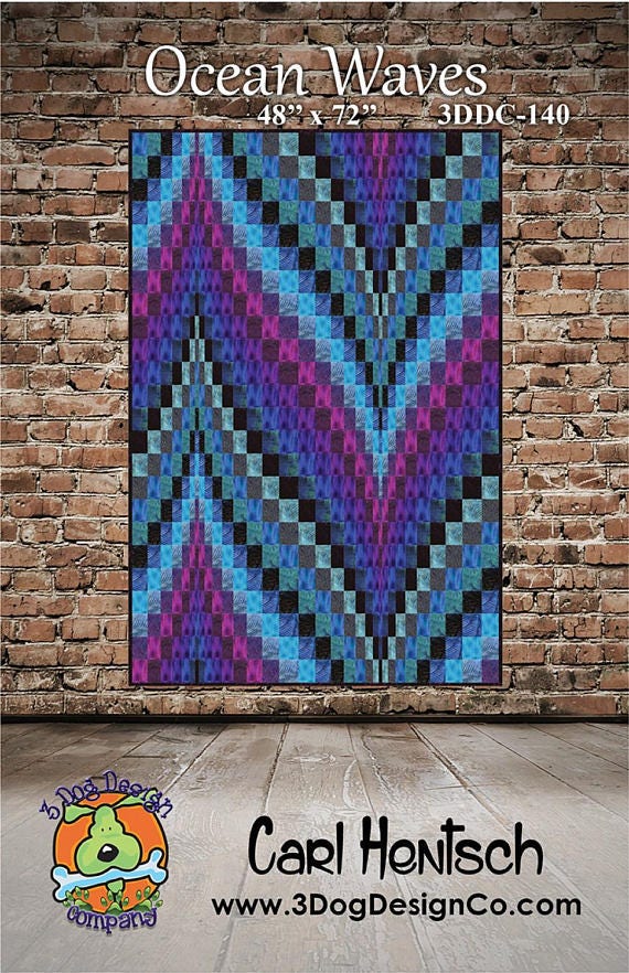 Ocean Waves Bargello Quilt Pattern - Carl Hentsch for 3 Dog Design #3DD-140 - Bargello Quilt Pattern - Strip Pieced Quilt Pattern