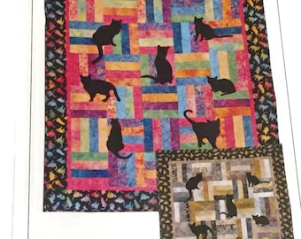 Lap Kitties Quilt Pattern from Prairie Pieces, Cat Applique Quilt Pattern, Gift for Quilter, Fat Quarter Quilt Pattern, Easy Quilt Pattern