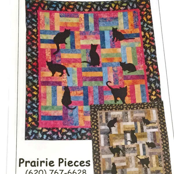 Lap Kitties Quilt Pattern from Prairie Pieces, Cat Applique Quilt Pattern, Gift for Quilter, Fat Quarter Quilt Pattern, Easy Quilt Pattern