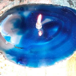 One of a Kind 6 3/4&quot; Wide Blue Cloud Agate Candle (Blue) (C10188B)
