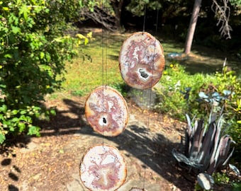 Dendrite Agate Wind Chime with Birch Wood Holder (AC2012N)