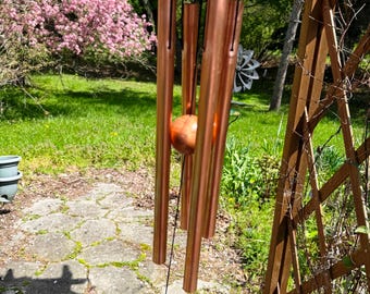 24 3/4-Inch Long Handcrafted Copper & Agate Wind Chime — gentle, calming sound for garden, yard, deck, or porch (AC2052C)