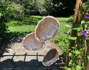Carillón de viento de ágata musgosa hecho a mano: madera de abedul, piedra natural (AC1872N)