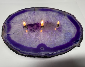 Handmade Crystal Eye 3 Flame Agate Candle (Purple) (1 Reservoir) (C10345P)