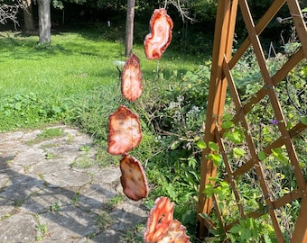 Campanillas de 7 piezas de ágata roja (cornalina) de 75 cm de largo - Madera de abedul (AC1811N)