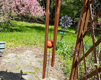 25-Inch Long Handcrafted Copper & Agate Wind Chime — gentle, calming sound for garden, yard, deck, or porch (AC2054C)