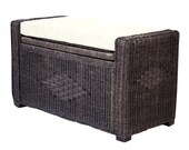 Bruno Handmade 32 Inch Rattan Wicker Organizer Ottoman Chest Storage w Cushion, Dark Brown