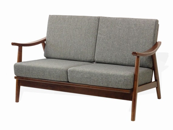 Modern Lena Lounge Loveseat W Cushions 2 Seater Mid Century Etsy