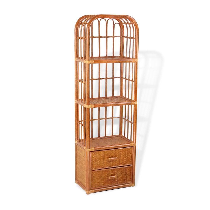 Phone Table Rattan Wicker w// 2 Drawers 3 Shelves 3 Colors