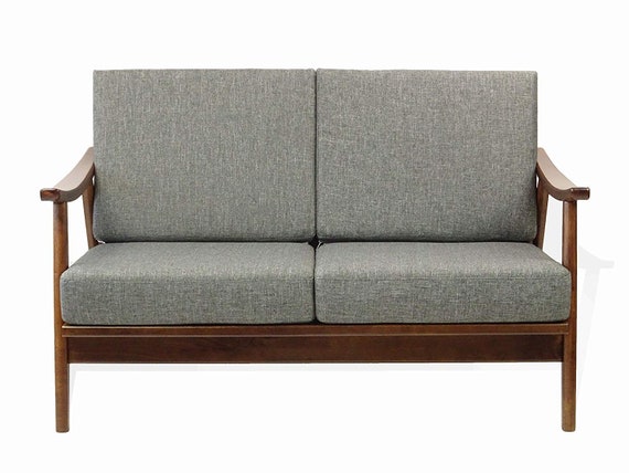 Modern Lena Lounge Loveseat W Cushions 2 Seater Mid Century Etsy