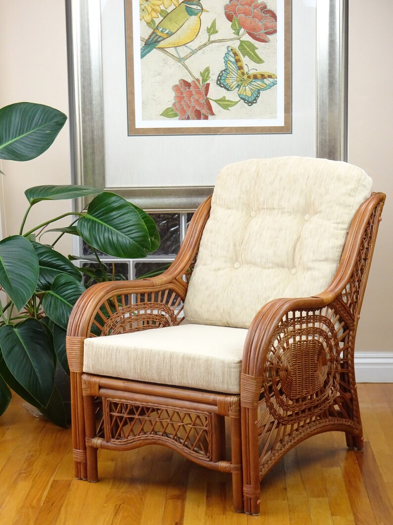 Malibu Lounge Armchair Natural Rattan Wicker Handmade Design Etsy