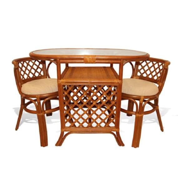 Natural Rattan Wicker Furniture Borneo Compact Dining Set Etsy