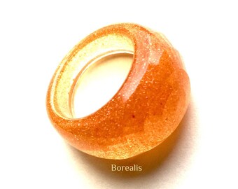 Resin Ring size M effect Orange Boho Chic 19 mm Cocktail diameter