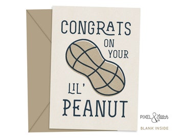 Lil Peanut Illustrated Baby Card | Baby Shower Card | Pregnancy Card | New Baby | Congrats New Parents | Pixel and Stitch