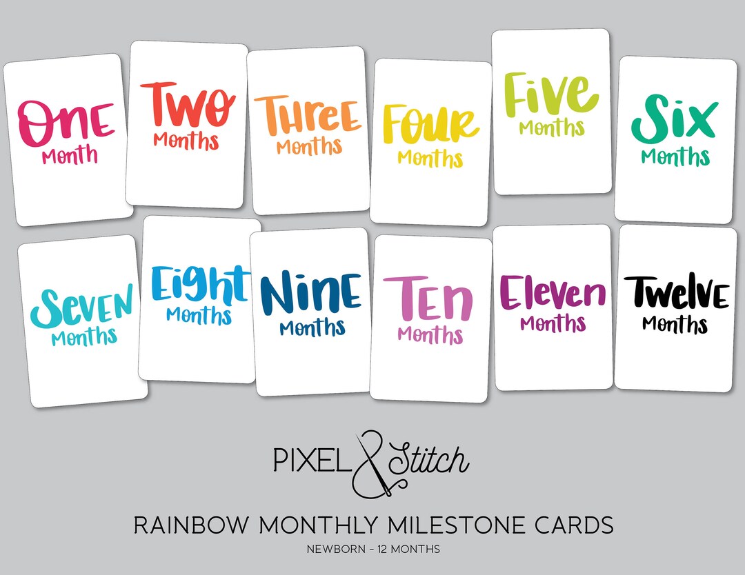 Rainbow Monthly Milestone Cards | Gender Neutral | Baby Shower Gift ...