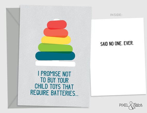 Baby Shower Card Message Funny Funny Stacking Toy Illustrated Baby Card Baby Shower Card | Etsy