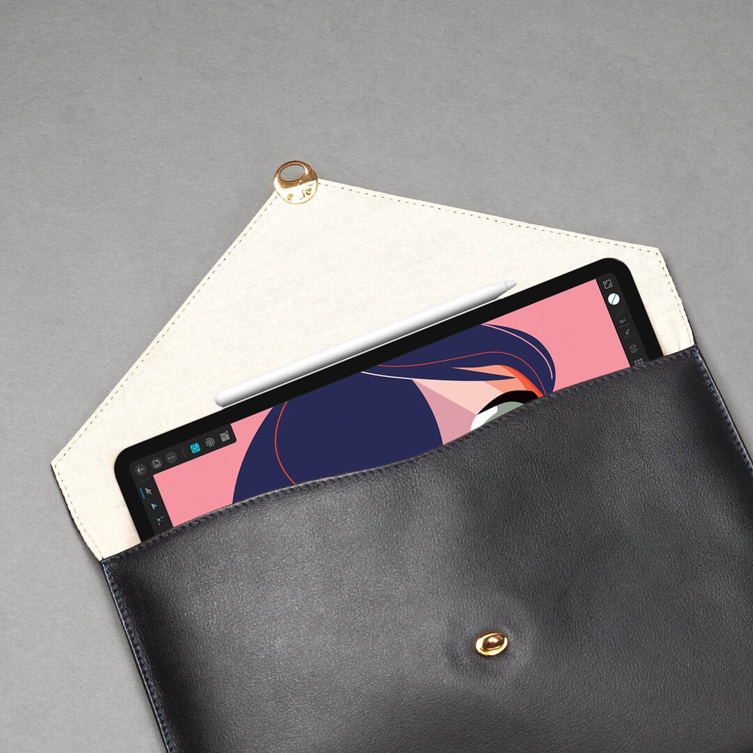 IPad Pro Leather Case Black, iPad Air Sleeve, iPad Pro 11in Clutch