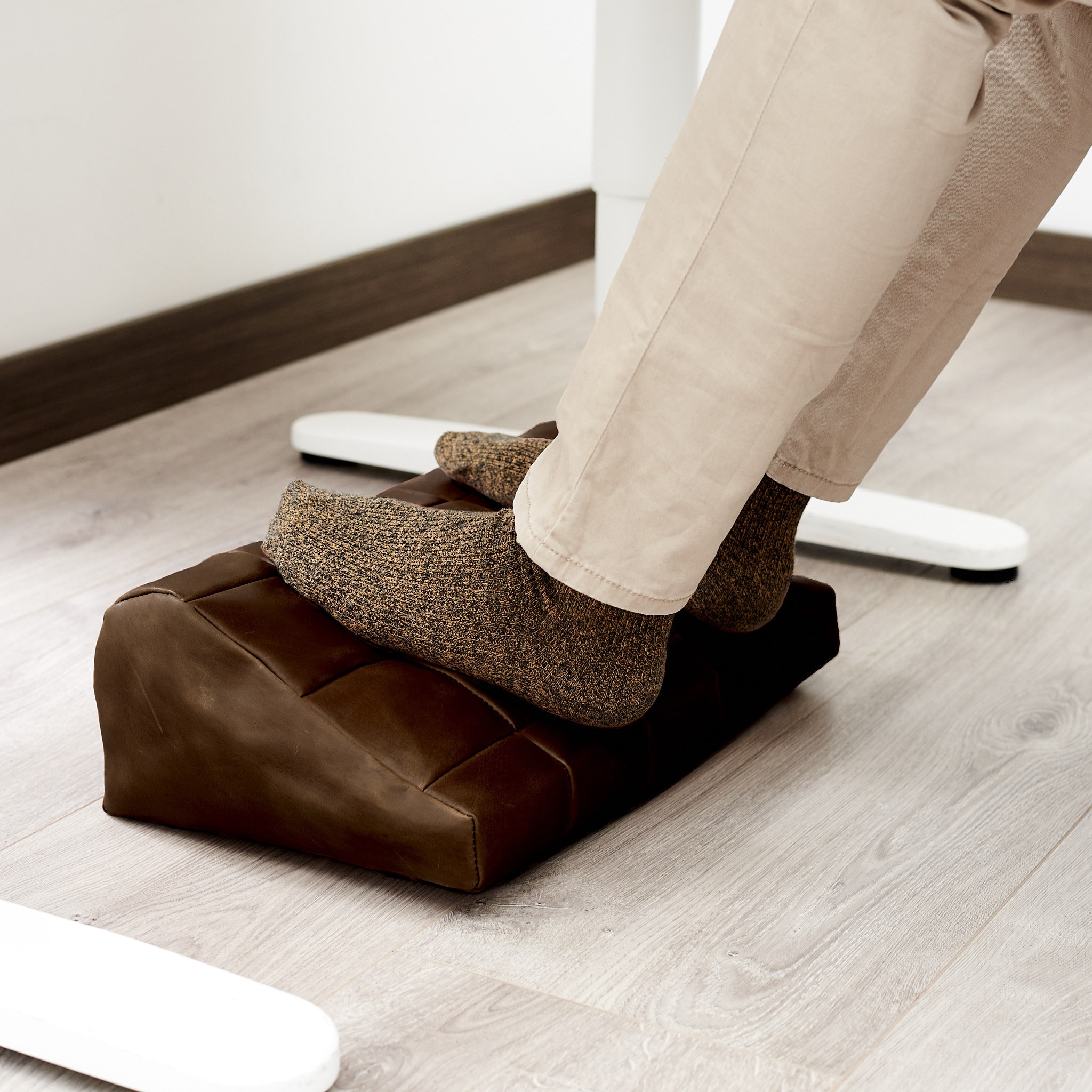 Footrest Cover Brown Leather Ergonomic Desk Foot Rest Cover Etsy