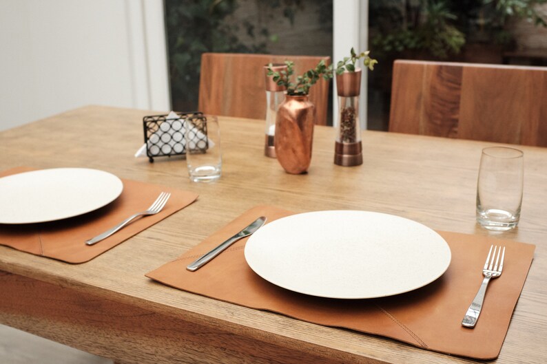 Leather Placemat Set Midnight Colors Table Wedding Dining Etsy