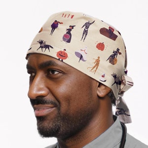 Halloween Scrub Cap: Spooky Tie Back Surgical Hat