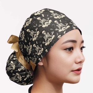 Yoga Skeleton Scrub Cap for Nurses — Funny Bones Surgical Hat