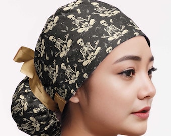 Yoga Skeleton Scrub Cap for Nurses — Funny Bones Surgical Hat