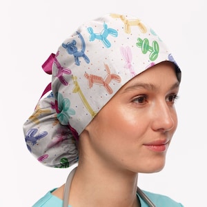 Scrub Cap for Women, Pediatrician Scrub Caps, Ponytail Surgical Hat,  Balloons Scrub Cap - Etsy
