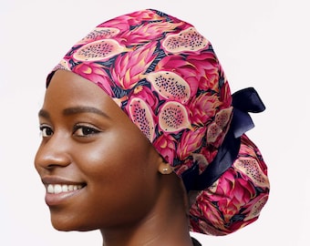 Summer scrub cap for women, pitaya scrub hats, tropical fruits surgical caps