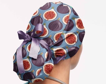 Figs ponytail scrub cap for women, tropical fruits euro surgical hat