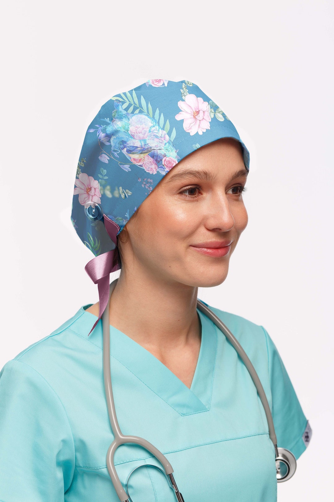 Anatomic Heart Euro Scrub Cap Cardiac Nurse Hat Ponytail Etsy