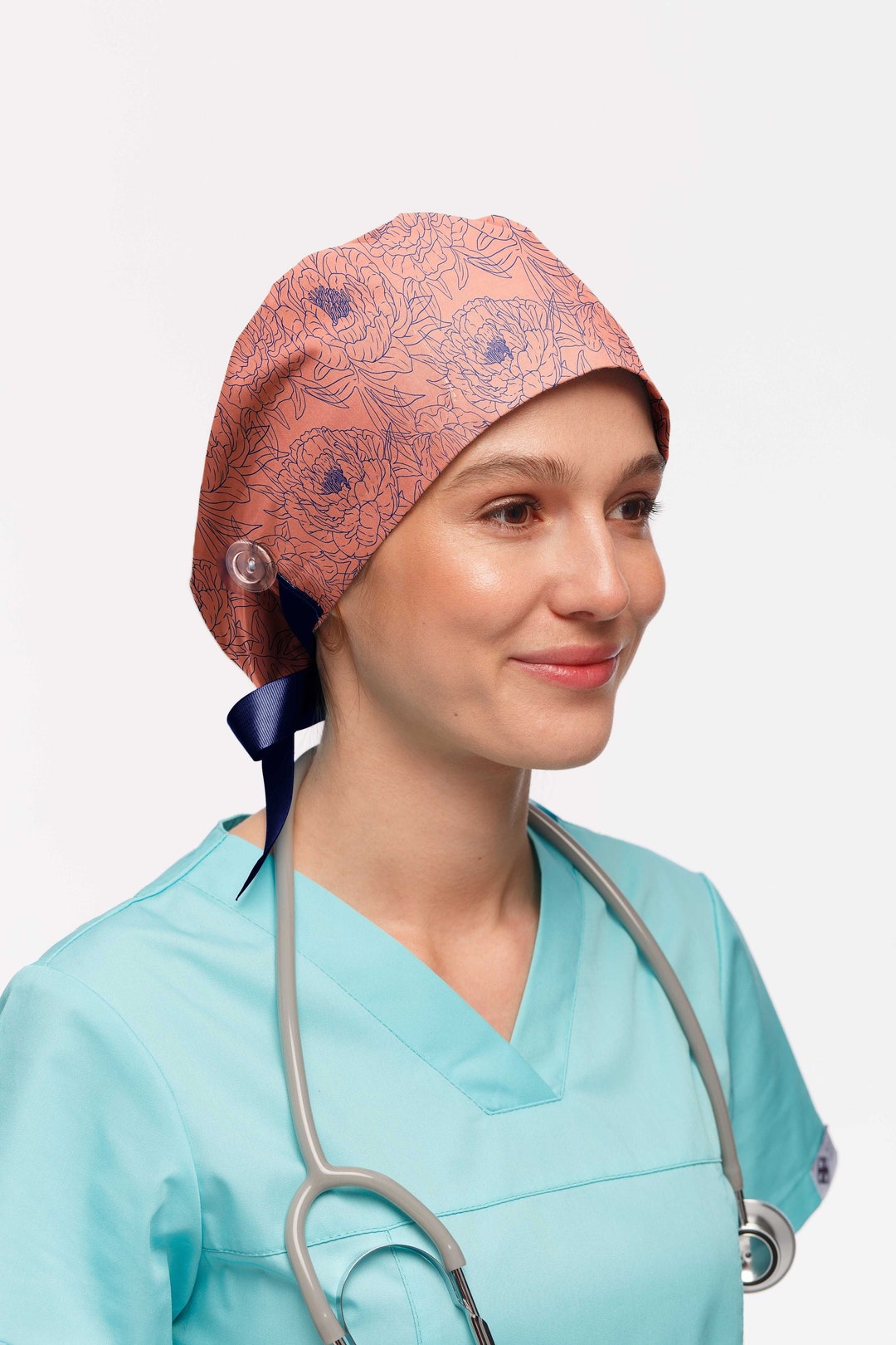 Scrub Cap for Women, Roses Surgical Cap, Ponytail Scrub Hat, Floral