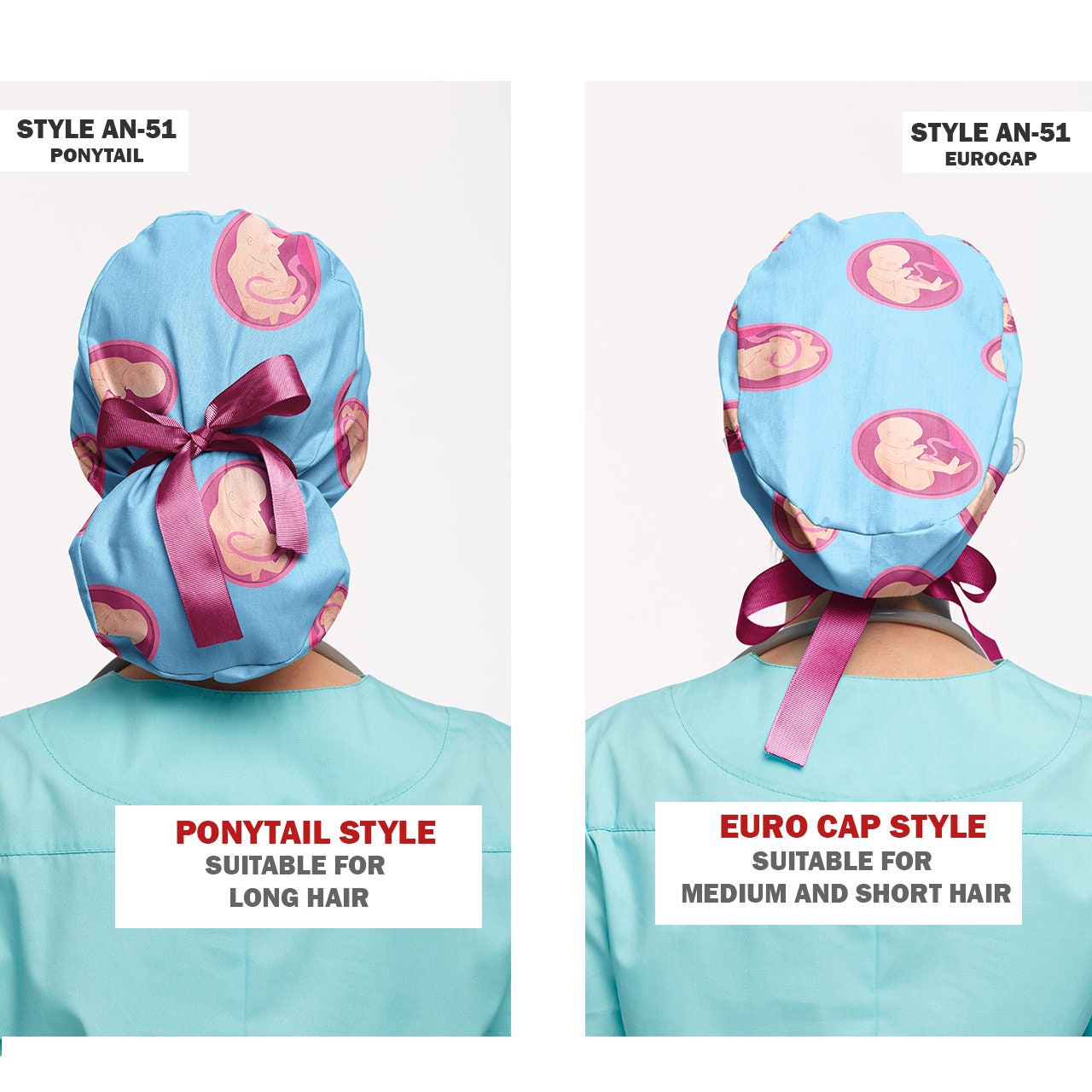 Anatomy scrub cap women ObGyn scrub caps Ponytail surgical Etsy