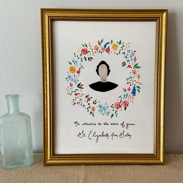 Religious print: Saint Elizabeth Ann Seton (original watercolor)