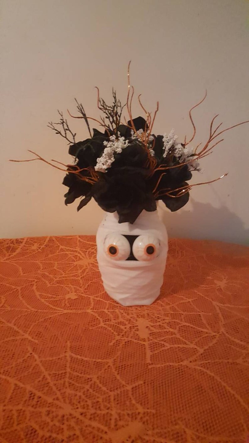 Handmade mummy vase Halloween floral arrangement | Etsy