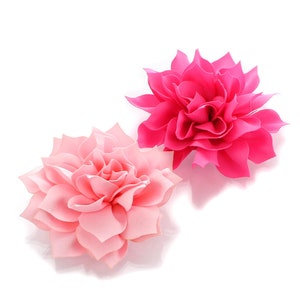 Medium Petal Blossom Hair Flower Clip Pair - Light Pink / Hot Pink
