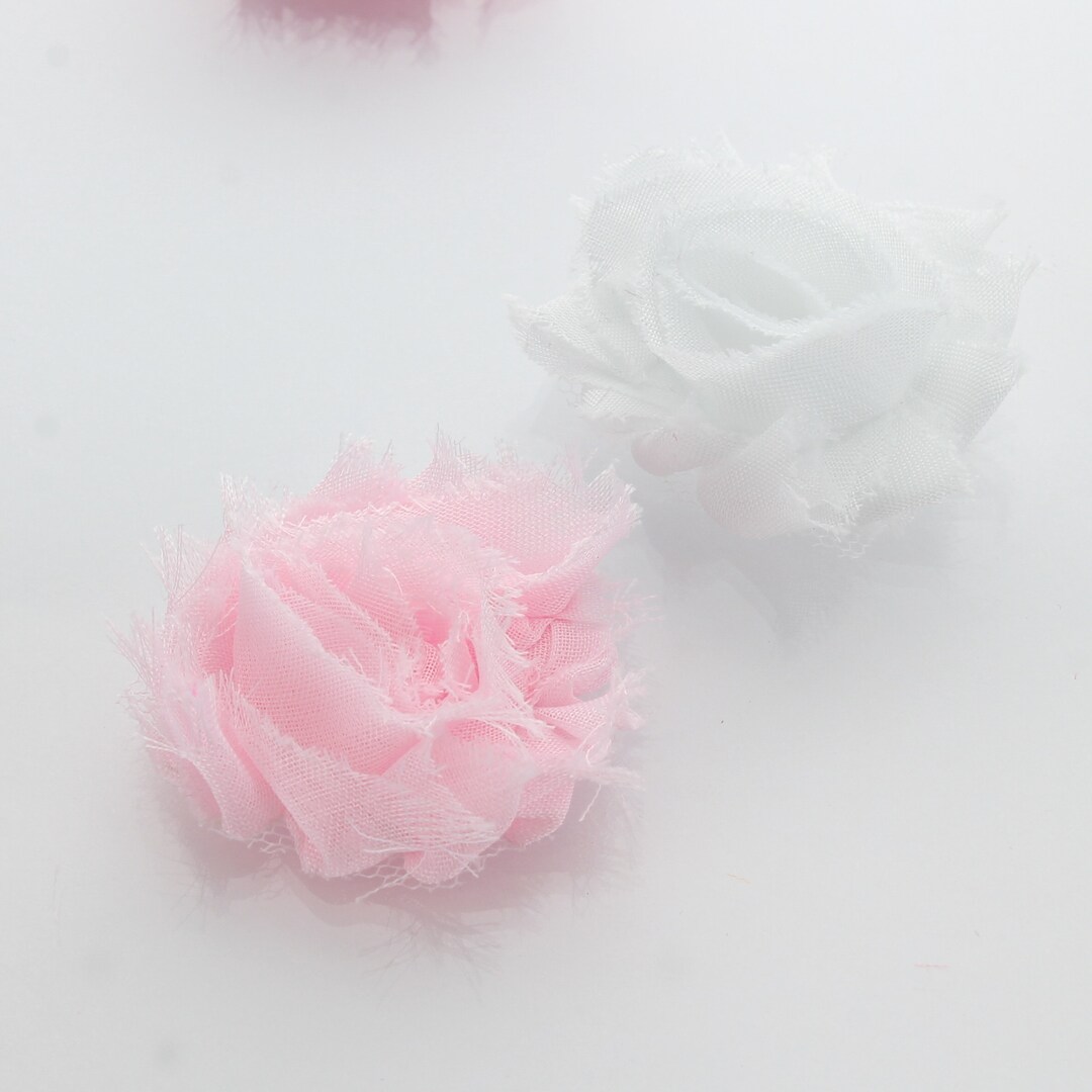 Shabby Rose Baby Hair Flower Clip Pair Light Pink / White Etsy