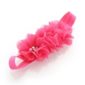 Hot Pink Beaded Chiffon 3-Flower Headband - Choose Baby or Girl Size