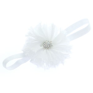 White Baby Frayed Ballerina Flower Headband