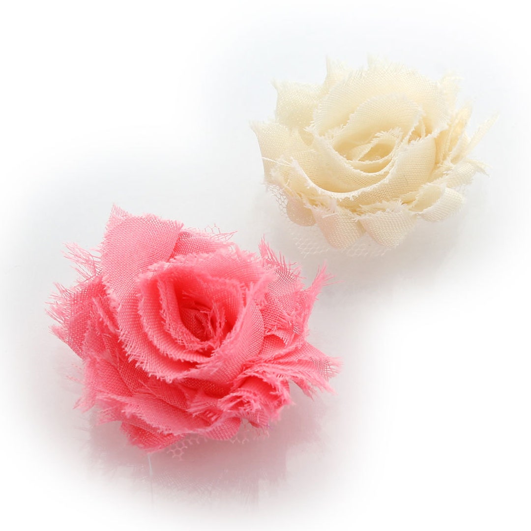 Shabby Rose Baby Hair Flower Clip Pair Coral Rose / Crema Etsy España
